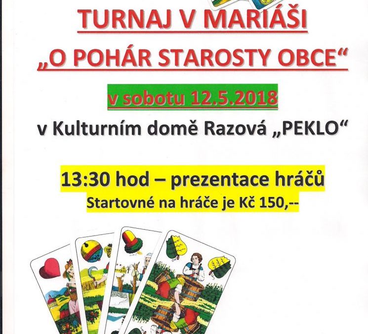 V mariáši budou hrát o pohár starosty obce