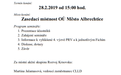 Zájemce z řad žadatelů zve MAS Rozvoj Krnovska na seminář