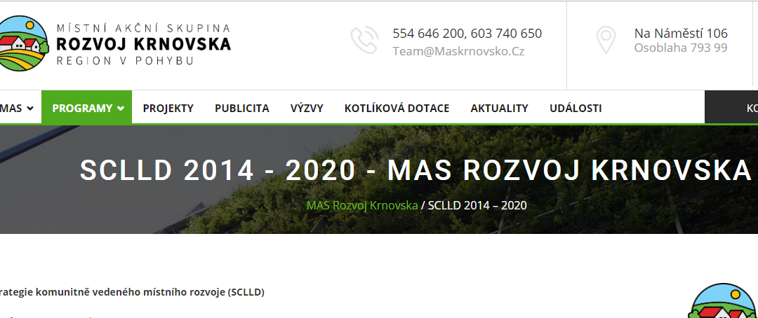 MAS Rozvoj Krnovska napomáhá řešení problémů, přináší významné finanční prostředky do území