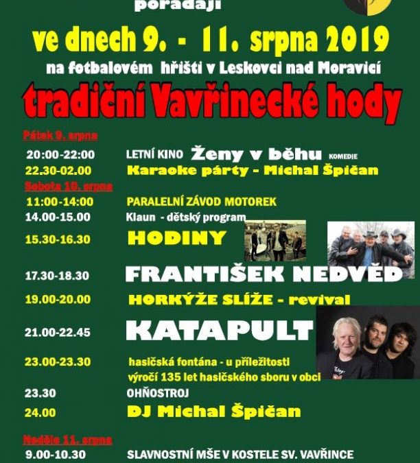 V Leskovci nad Moravicí vystoupí kapela Katapult a František Nedvěd