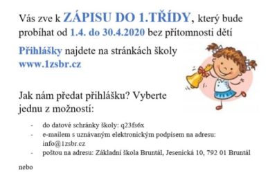 Jednička v Bruntále zve k zápisu dětí do první třídy