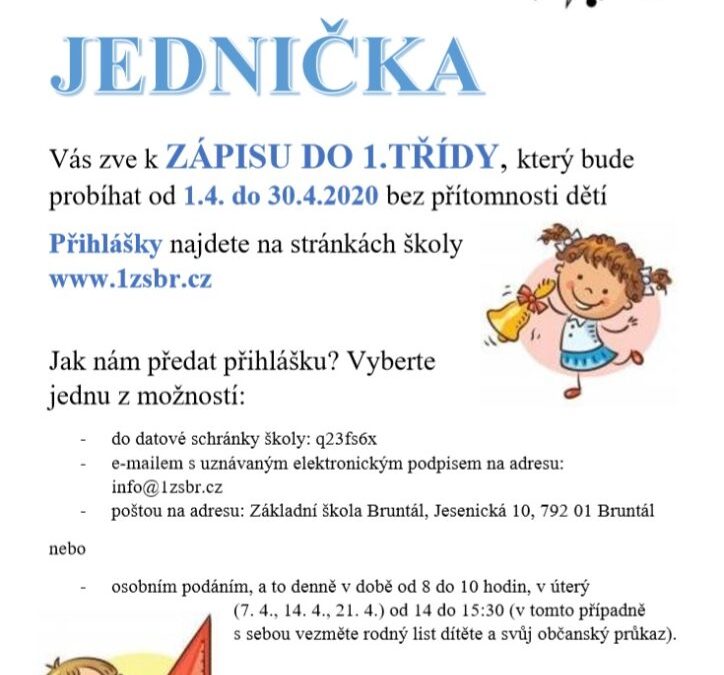Jednička v Bruntále zve k zápisu dětí do první třídy