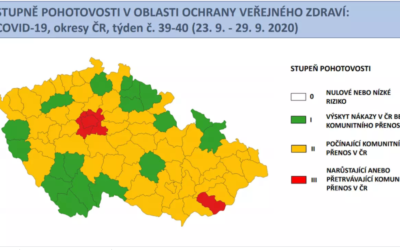 Červenou na semaforu mají čtyři okresy, kromě okolí Prahy i Uherskohradišťsko