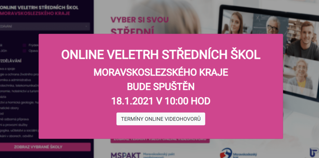 Střední školu si deváťáci mohou vybrat na on-line veletrhu