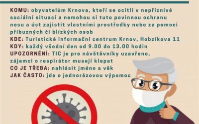 Město nabízí 2 kusy respirátorů zdarma, občanům v nepříznivé sociální situaci