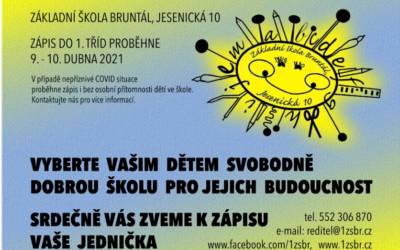 Základní škola Bruntál, Jesenická 10 zve budoucí prvňáčky k zápisu