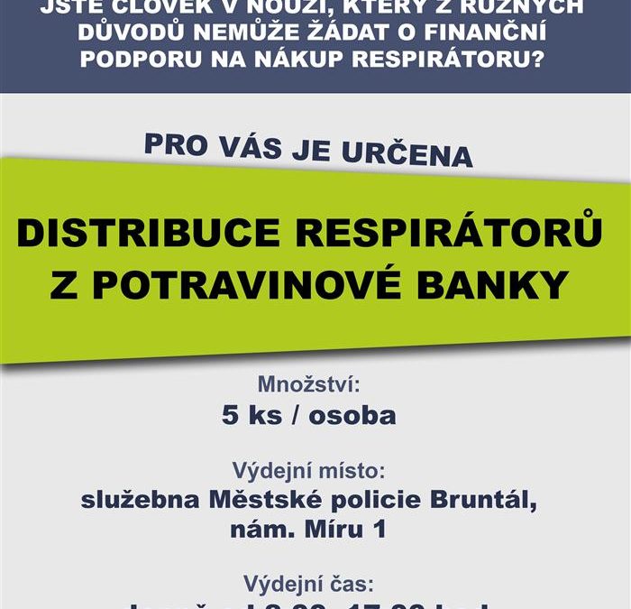 Pro osoby v nouzi je v Bruntále zajištěna distribuce respirátorů z potravinové banky