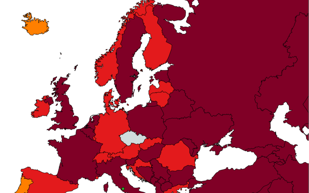 Do tmavě červené kategorie zemí se přesune Chorvatsko. Itálie bude nově červená, Dánsko oranžové