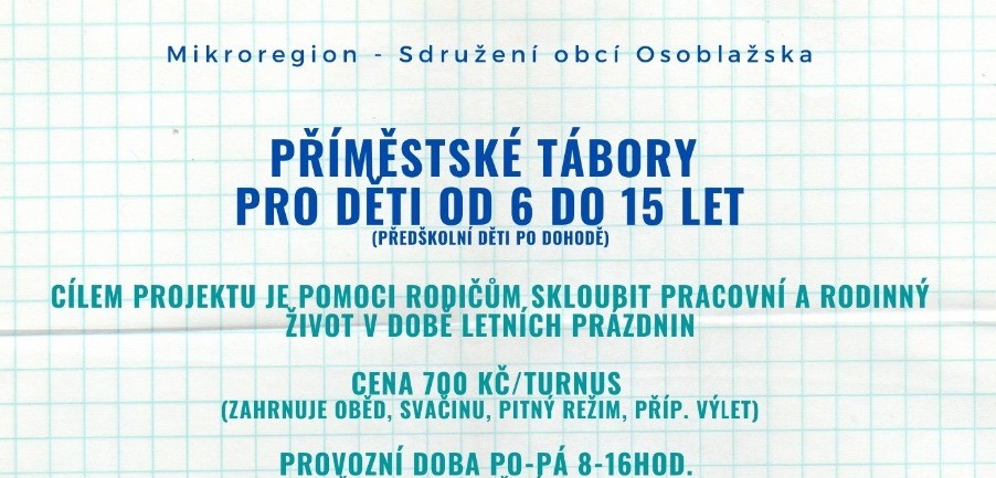 Mikroregion – Sdružení obcí Osoblažska pořádá příměstské tábory