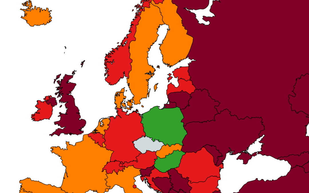 Slovensko bude od pondělí v červené kategorii podle míry rizika nákazy, Estonsko bude tmavě červené