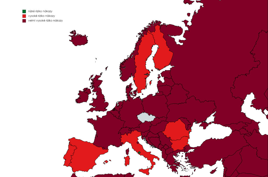 Francie a Madeira budou nově v tmavě červené kategorii zemí podle míry rizika nákazy