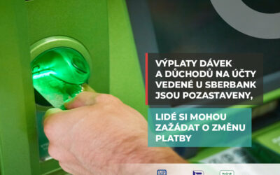 Výplaty dávek a důchodů na účty vedené u Sberbank jsou pozastaveny