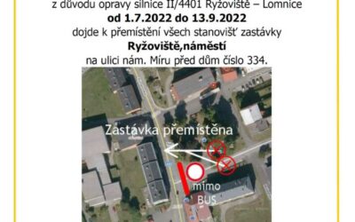 V Ryžovišti je dočasně přemístěna autobusová zastávka