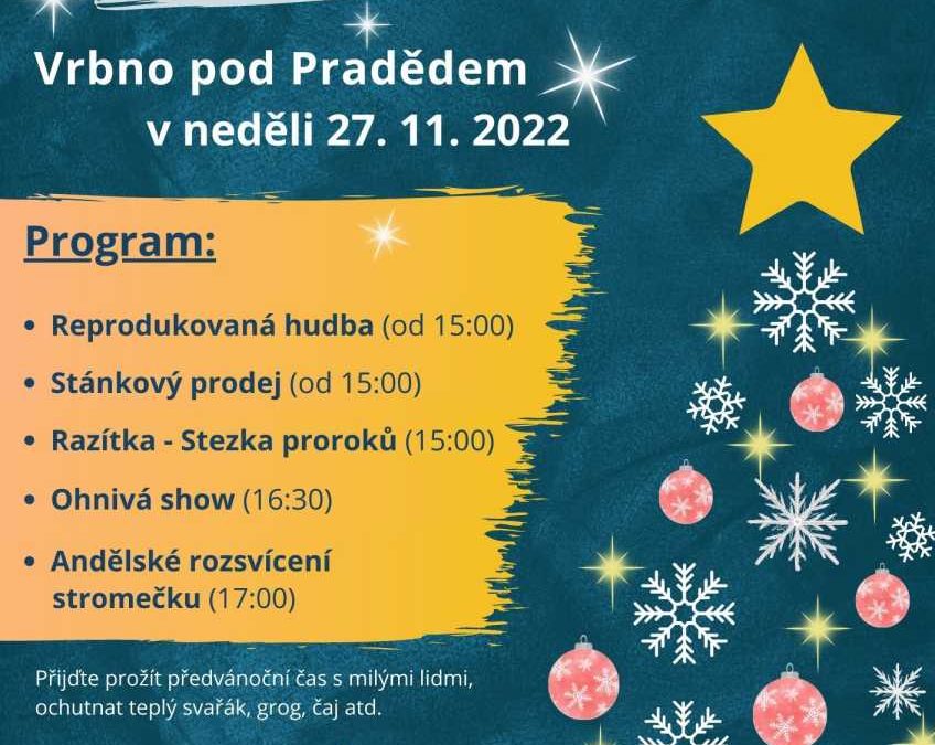 První adventní neděli se rozzáří vánoční strom ve Vrbně pod Pradědem