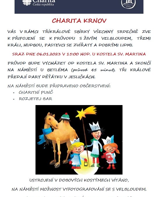 Krnov: Tříkrálovou sbírku podpoří průvod s velbloudem