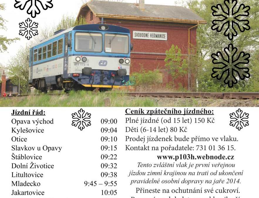 Na jízdu zvláštním Vánočním vlakem můžete vyrazit  z Opavy východ do Svobodných  Heřmanic