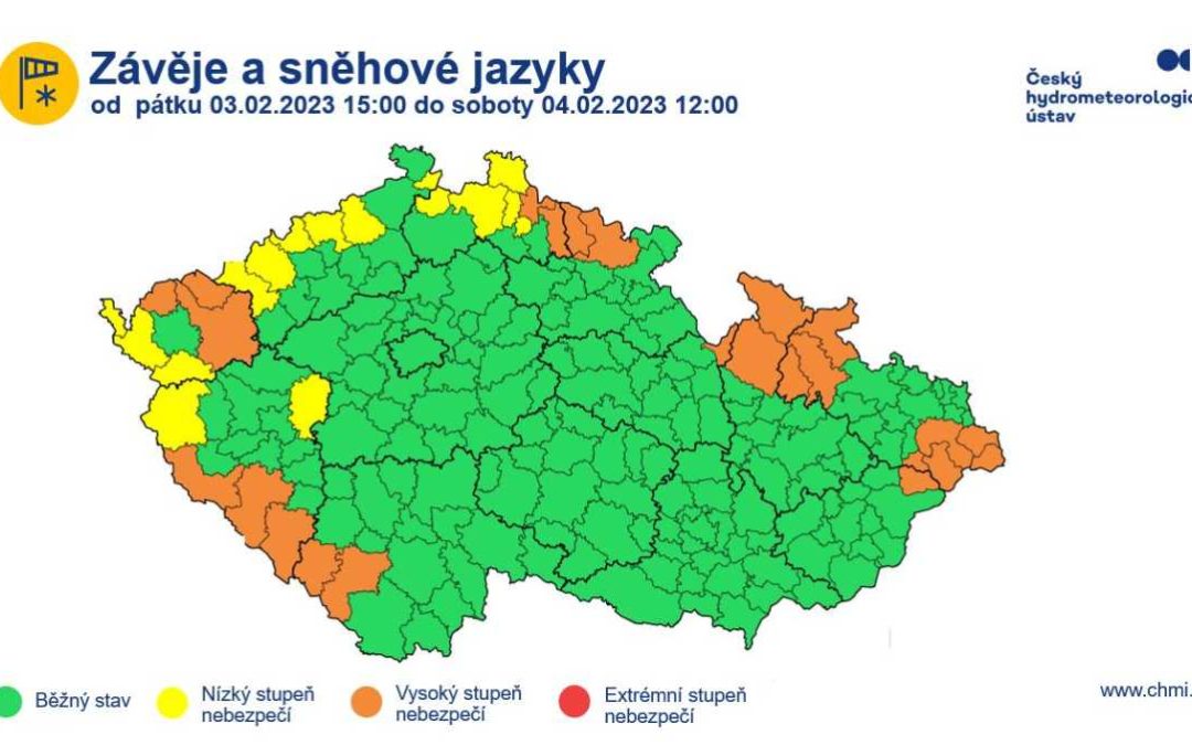 Český hydrometeorologický ústav varuje před sněhovými jazyky