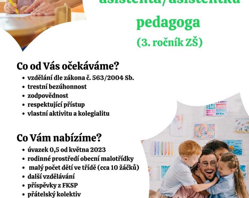 Základní škola v Huzové hledá asistenta/asistentku pedagoga