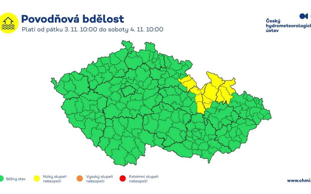 Bruntálsko: Meteorologové varují před vydatným deštěm, mohou stoupat hladiny vodních toků