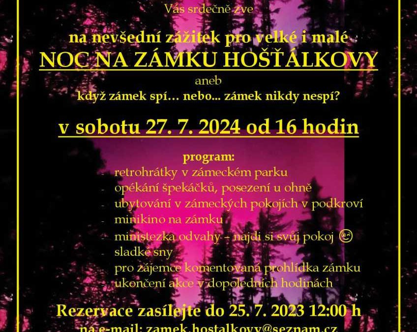 Prožijte noc na zámku v Hošťálkovech