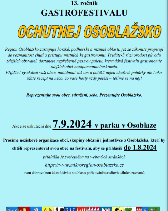 Pořadatelé přijímají přihlášky na 13. ročník gastrofestivalu Ochutnej Osoblažsko