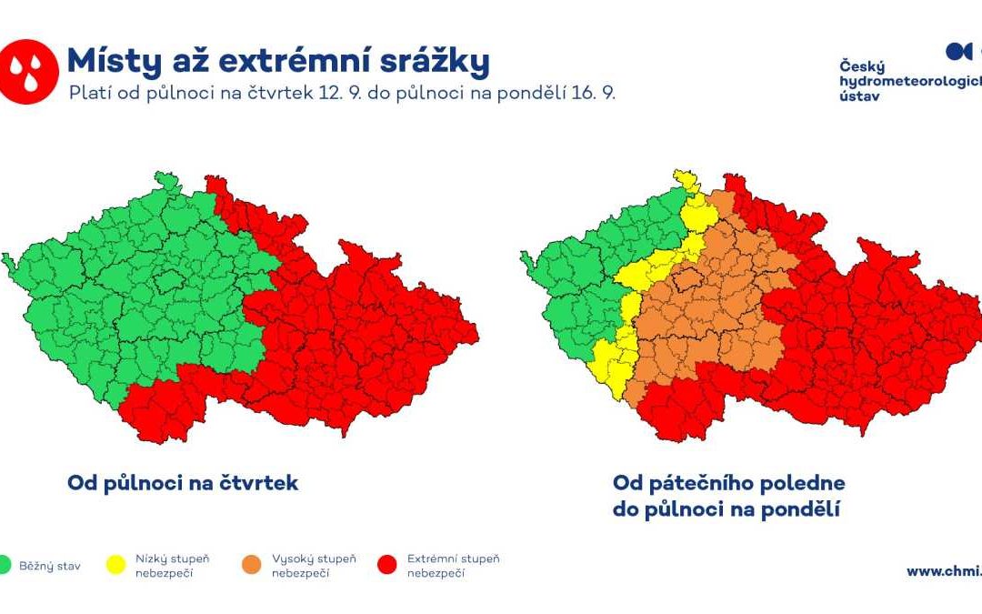 Český hydrometeorologický ústav vydal výstrahu