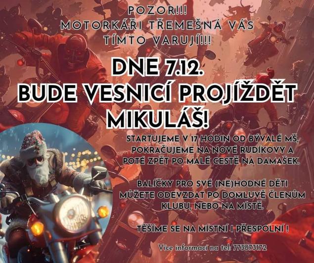 Třemešná: Vesnicí bude projíždět Mikuláš