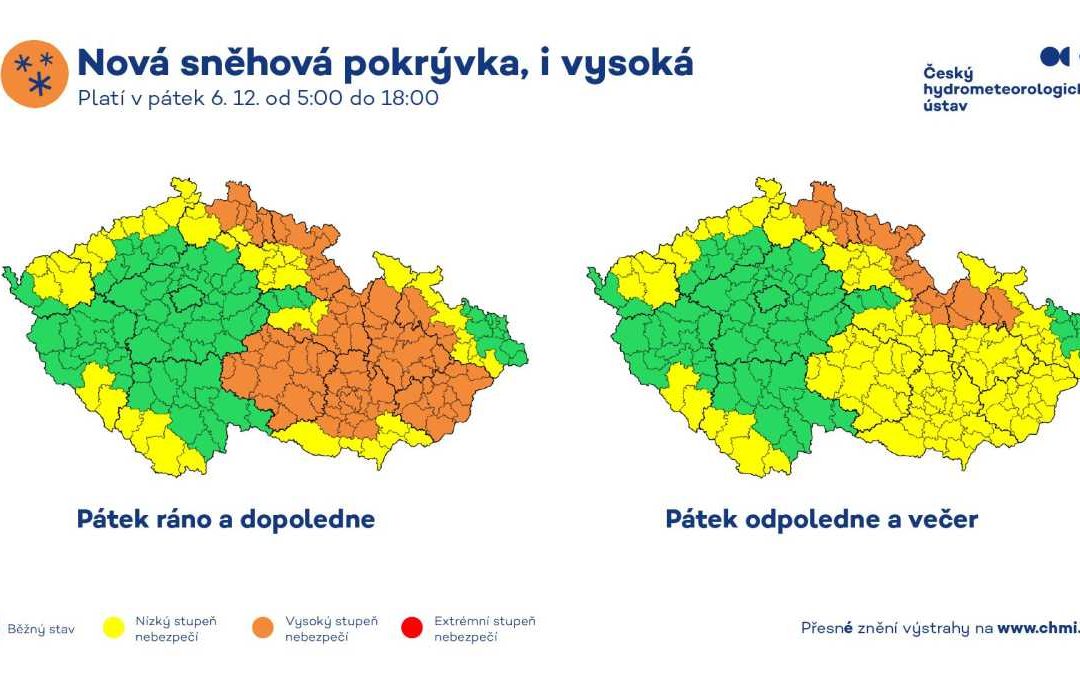 Meteorologové varují: Napadne 5 až 15 cm sněhu