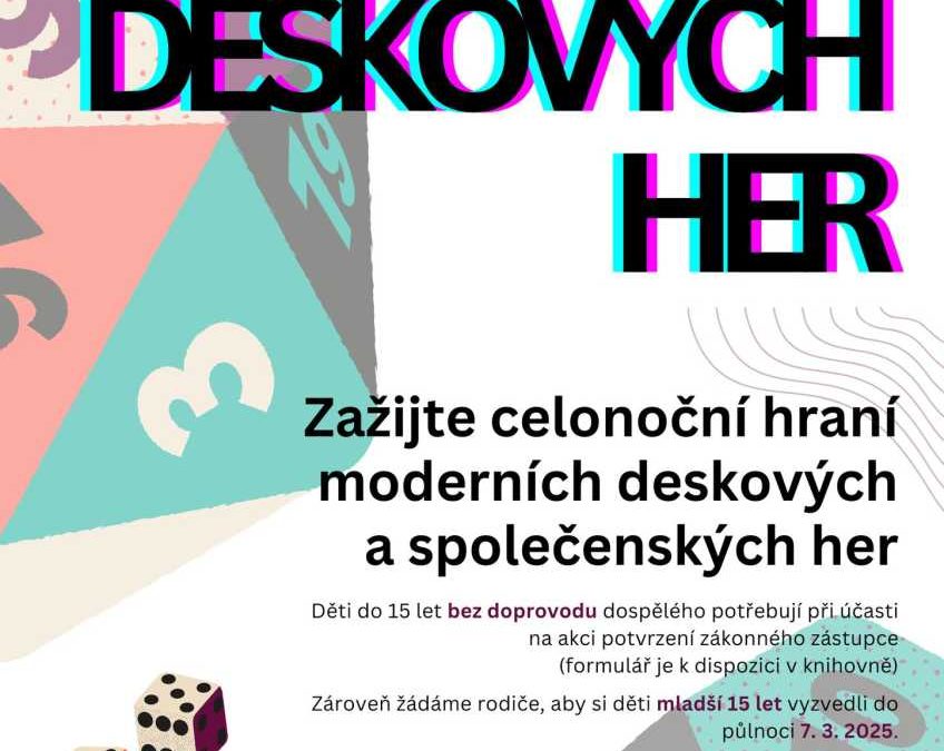 Městská knihovna Krnov pořádá v pátek oblíbené deskohraní