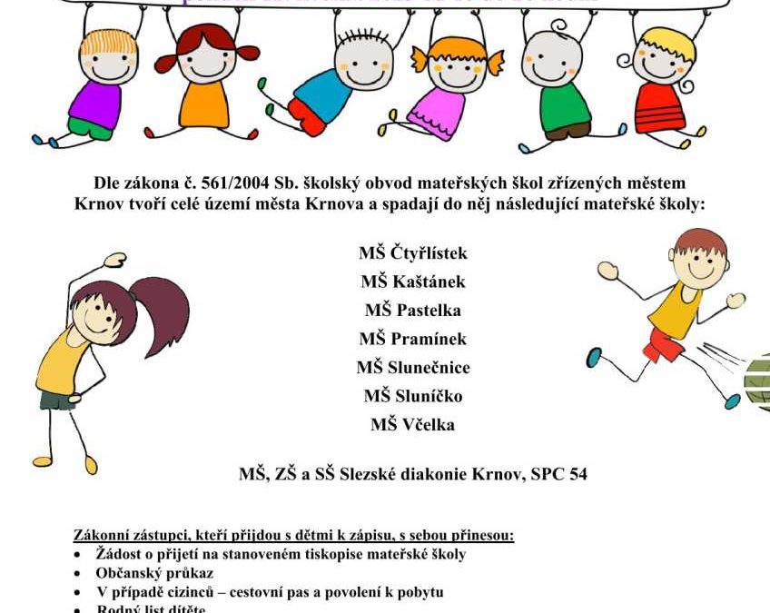 Proběhne zápis do mateřských škol v Krnově