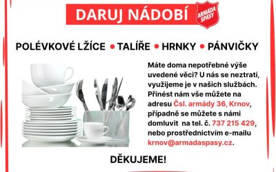 Darujte nádobí, které už u vás jen zahálí – v Krnově pomůže potřebným!