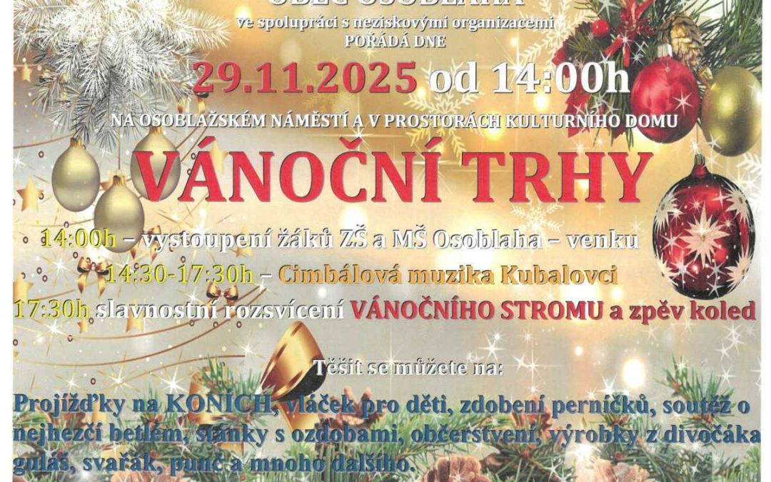 Vánoční trhy v Osoblaze nabídnou kouzelnou atmosféru i bohatý program