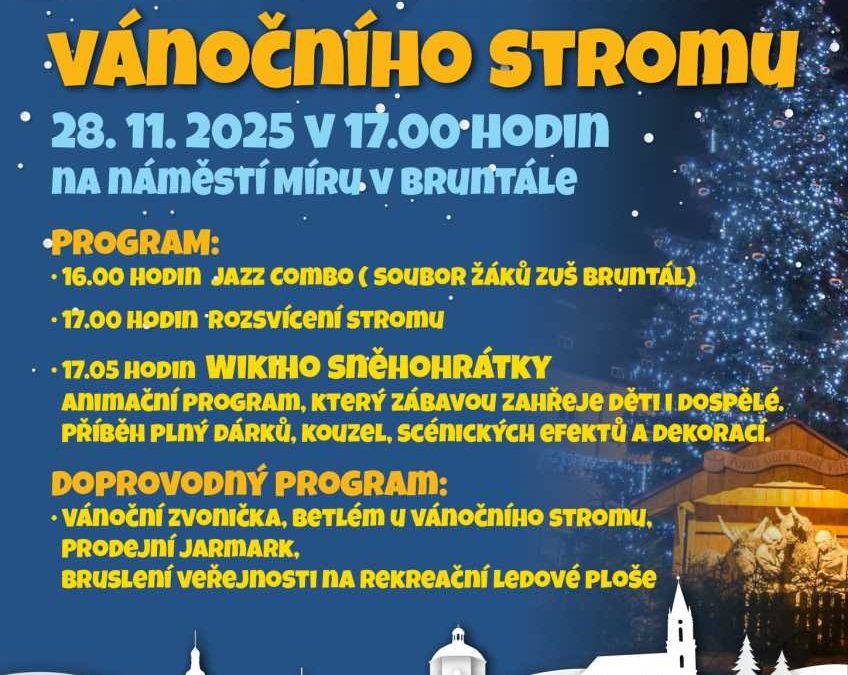 Bruntál zahájí advent slavnostním rozsvícením vánočního stromu