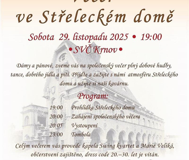 Krnov: Společenský večer ve Střeleckém domě navodí kouzlo 20. a 30. let