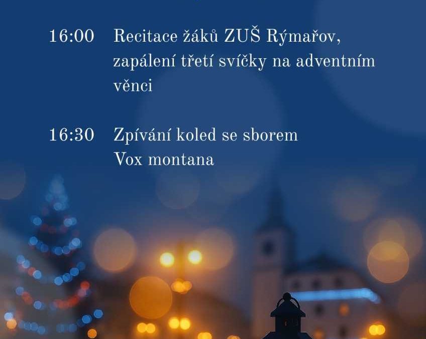 Stříbrná neděle v Rýmařově: adventní svíčka, recitace a koledy