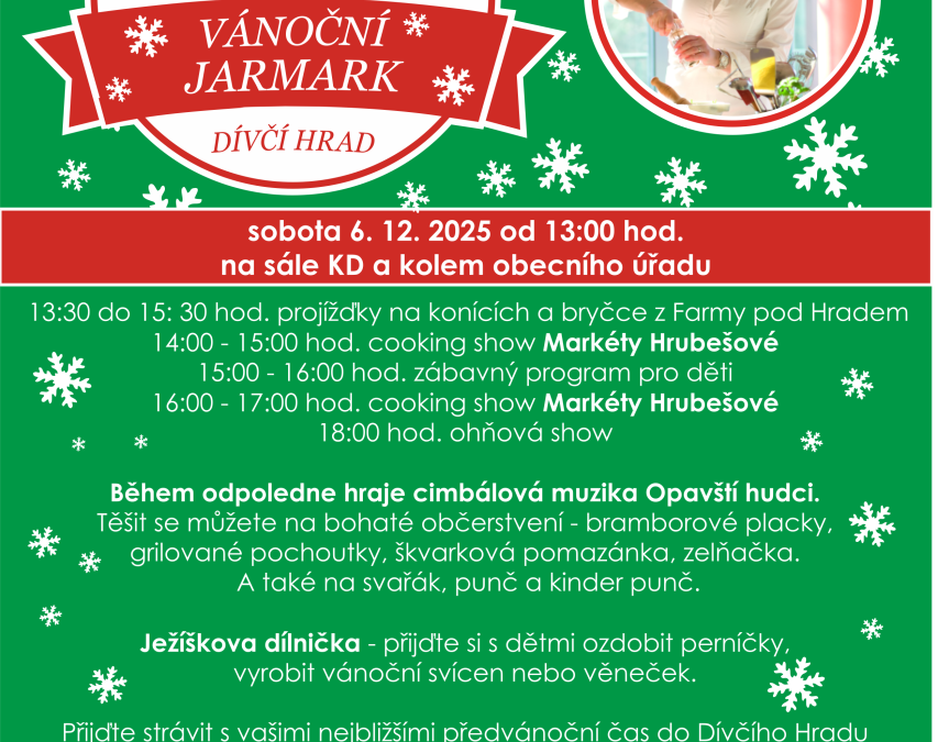 Už tuto sobotu: Vánoční jarmark v Dívčím Hradě s Markétou Hrubešovou