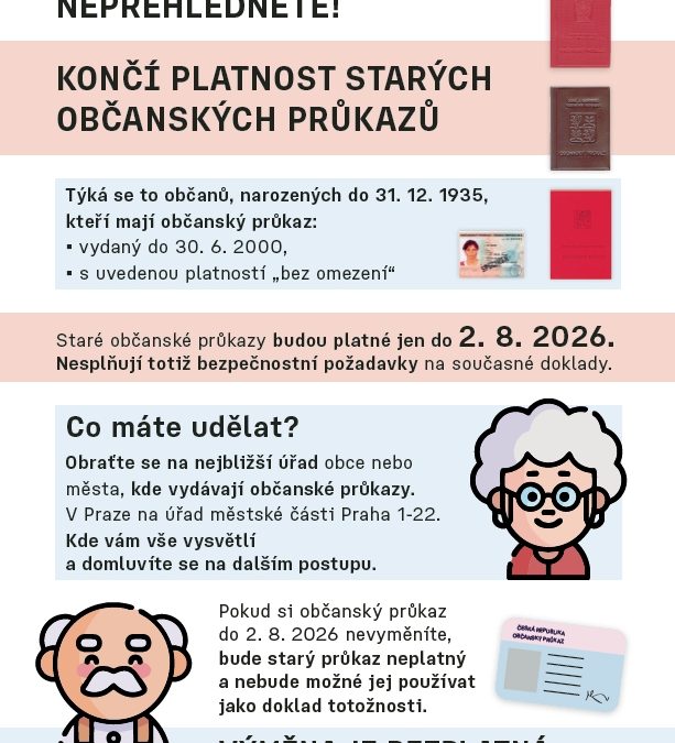 Blíží se konec platnosti starších občanských průkazů