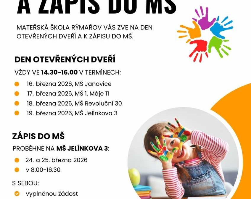 Mateřská škola Rýmařov zve na tradiční Den otevřených dveří