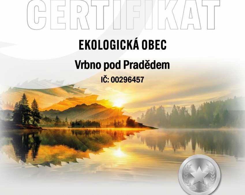Město Vrbno pod Pradědem získalo stříbrný certifikát Ekologická obec