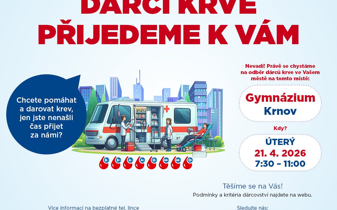 Mobilní odběr krve v Krnově: Přijďte darovat to nejcennější