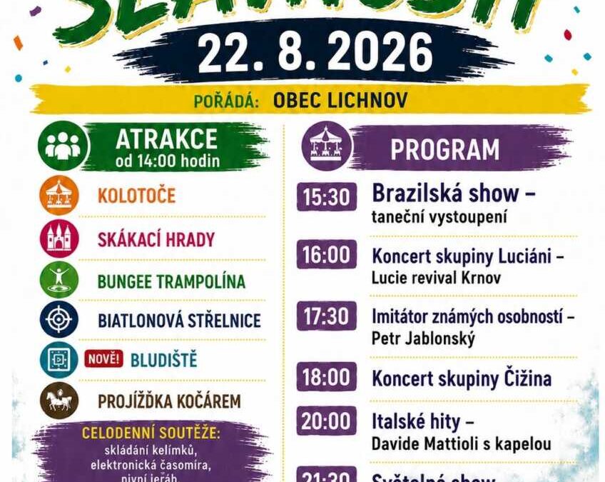 Lichnovské slavnosti 2026 nabídnou pestrý program pro celou rodinu
