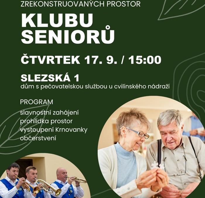 Krnov: Klub nabídne místo seniorům i dalším